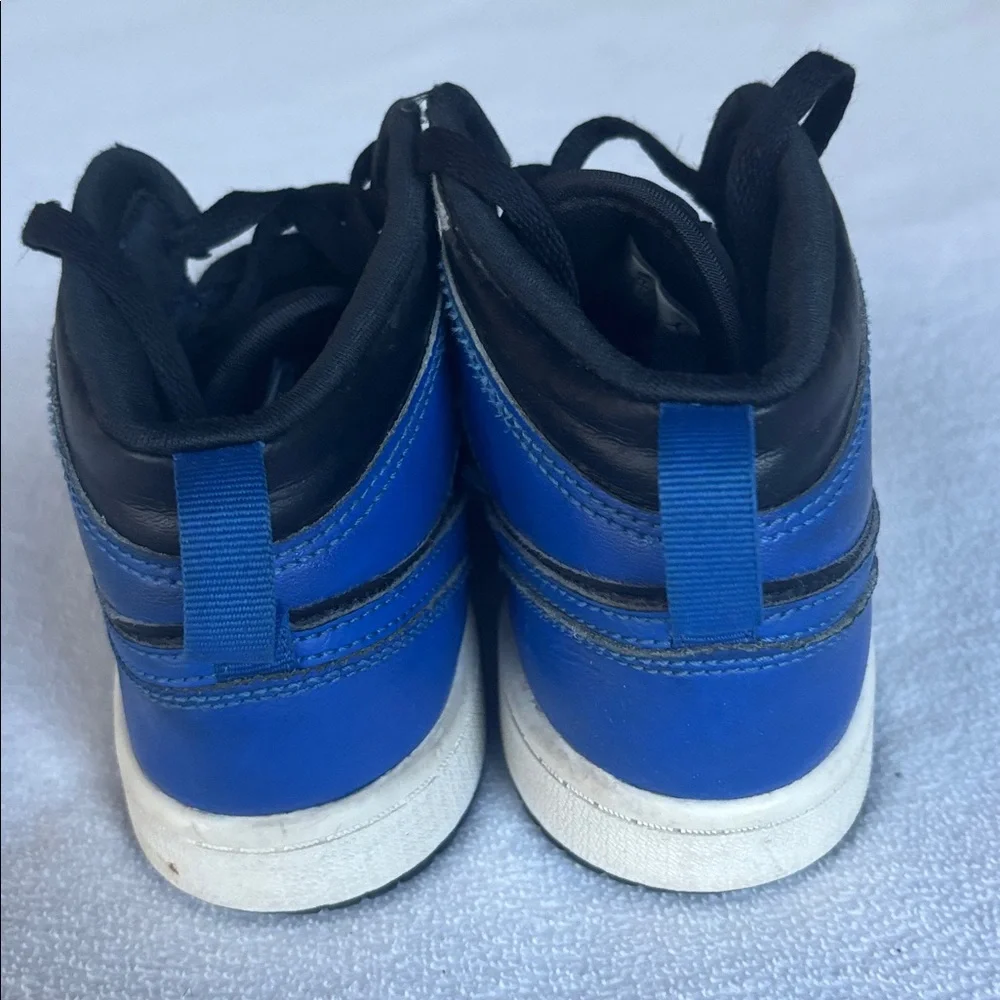 Kids Size 2Y, Nike Jordan 1s, Black and Blue Mid-Top Sneakers - Picture 6 of 8